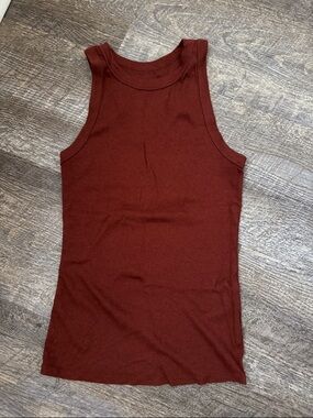 Women's Ribbed Tank Top - Rust Red